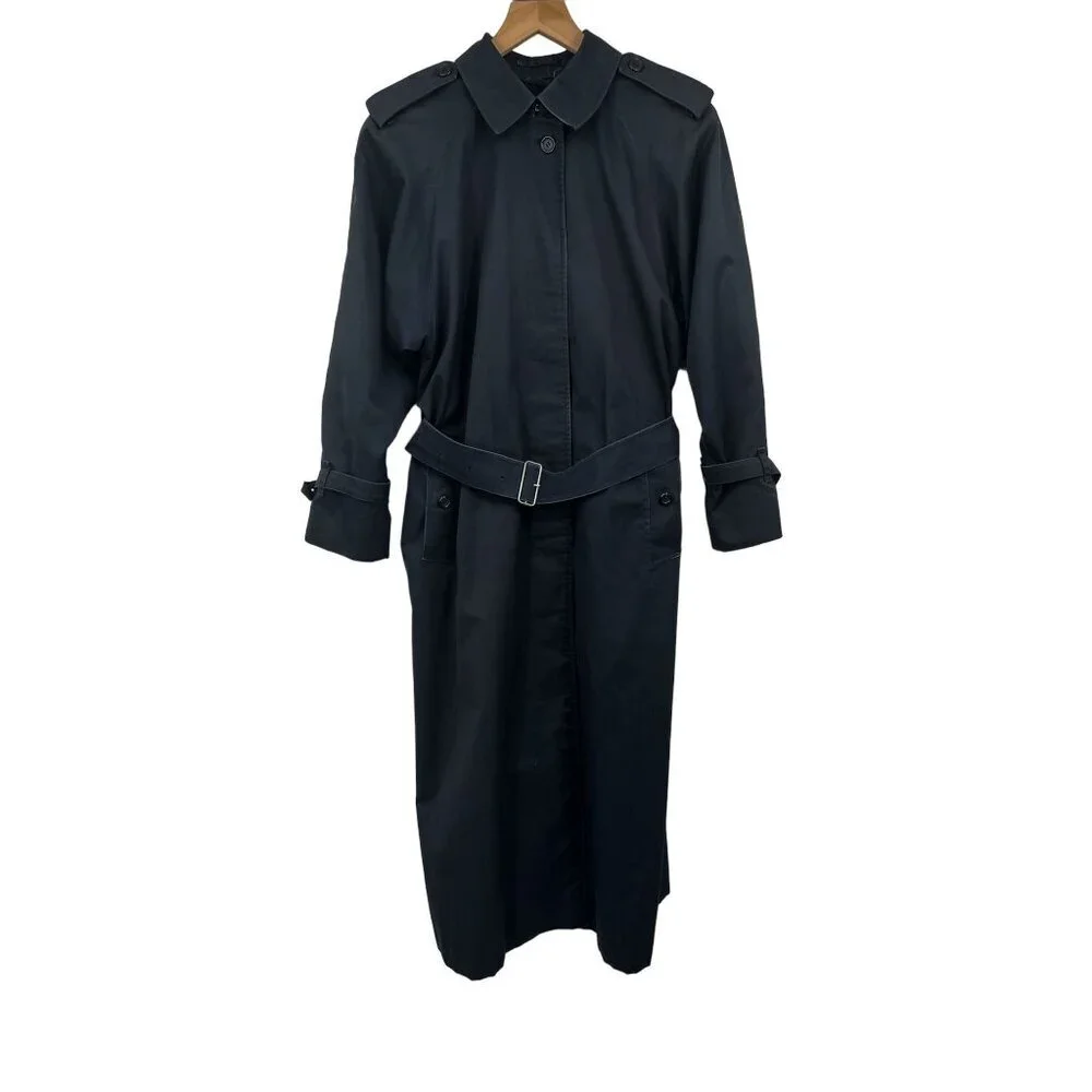 Vintage 80's Burberry Heritage Waterloo Trench Coat Nova Check 10 Long FLAWS - Picture 2 of 13